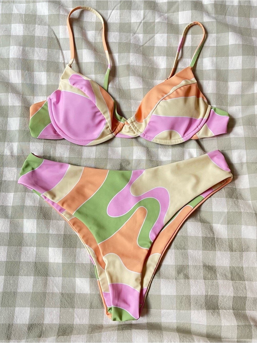 Aurelle Pastel Pink Color Print Bikini Swim Set